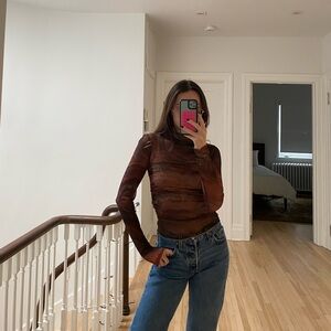 Zara Earthy Toned Long Sleeve Top